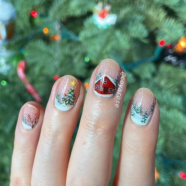 25 Funky Winter Manicure Designs You’ll Want to Try 7 Cozy Cabin Nails
