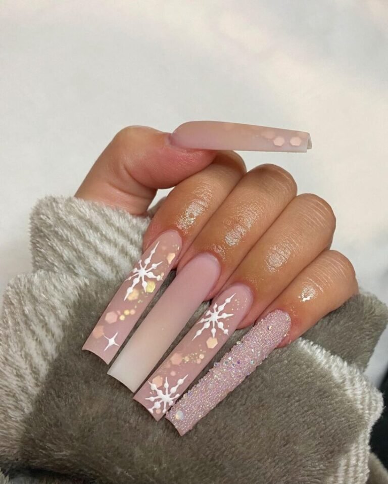 20 Pink Christmas Nail Inspirations – Festive & Feminine Holiday Looks 19 Icy Pink Elegance