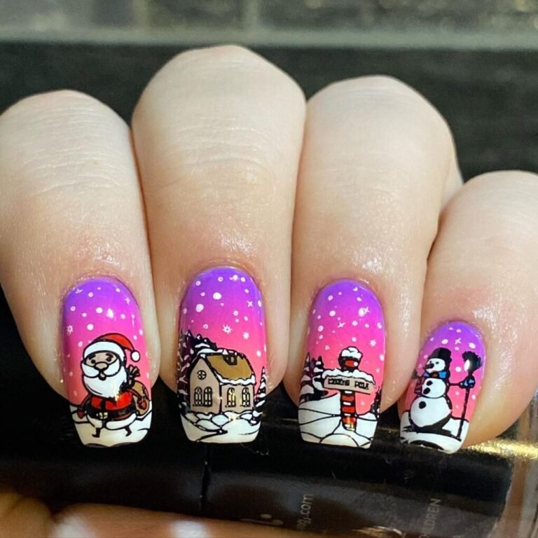 20 Pink Christmas Nail Inspirations – Festive & Feminine Holiday Looks 13 North Pole Glamour