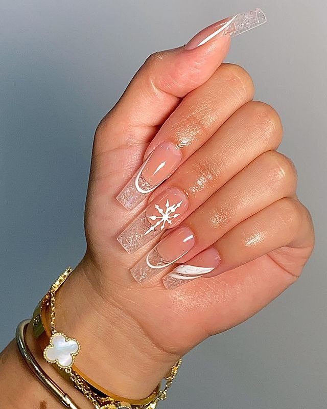 25 Elegant Winter Coffin Nail Designs You’ll Love 22 Crystal Clear Winter