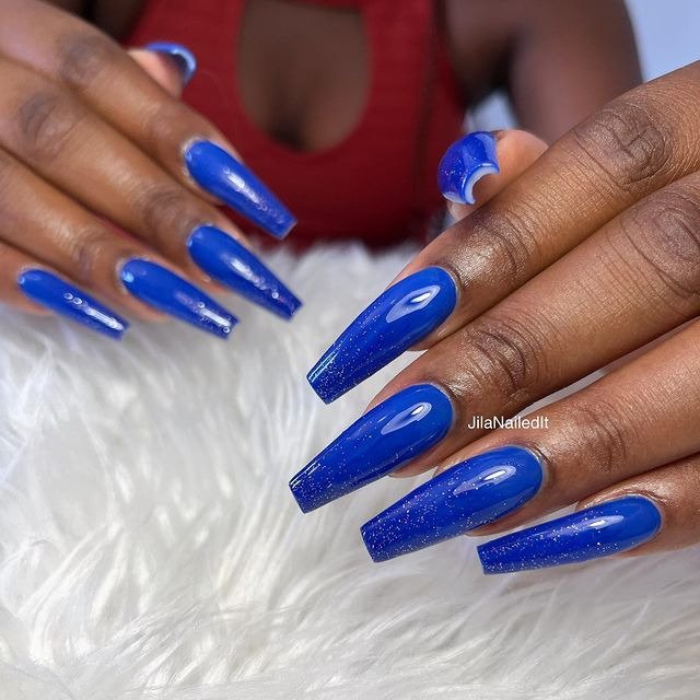 25 Elegant Winter Coffin Nail Designs You’ll Love 19 Midnight Sky