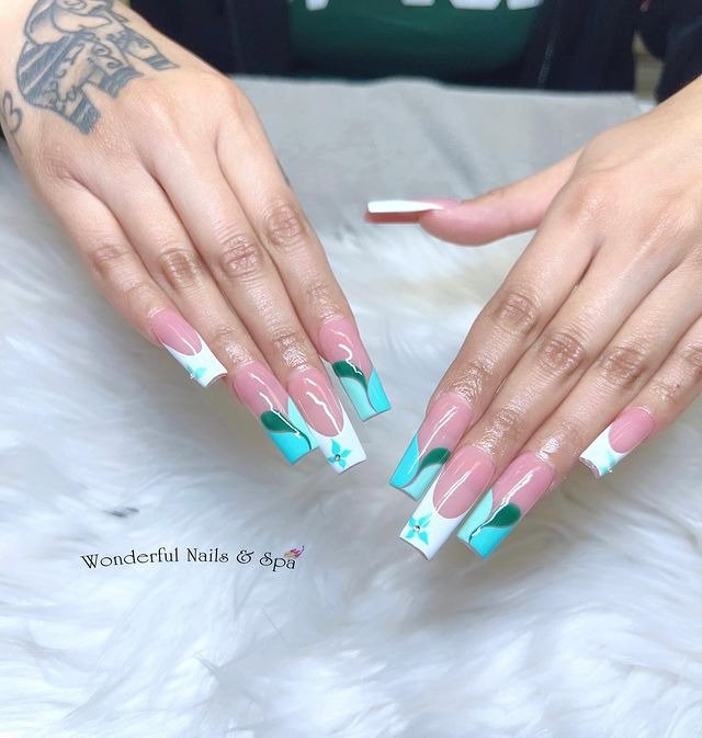 25 Elegant Winter Coffin Nail Designs You’ll Love 18 Icy Tropical