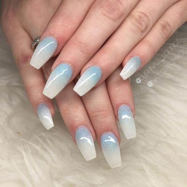 30 Winter Dip Nail Designs That Will Warm Up Your Style 5 Icy Blue Ombre Winter Dip Nails