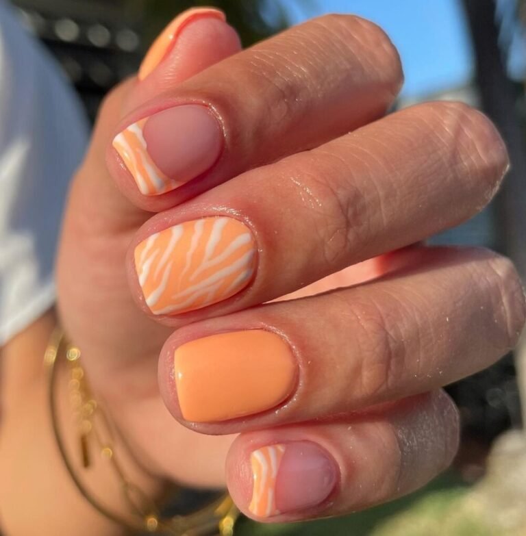Peach Base with White Lines