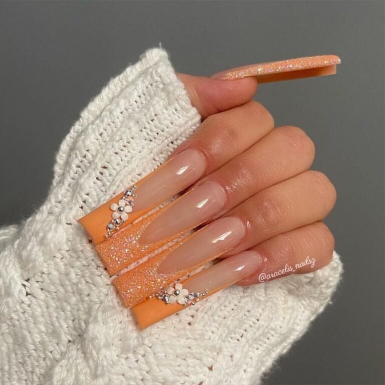 Peach Long Nails