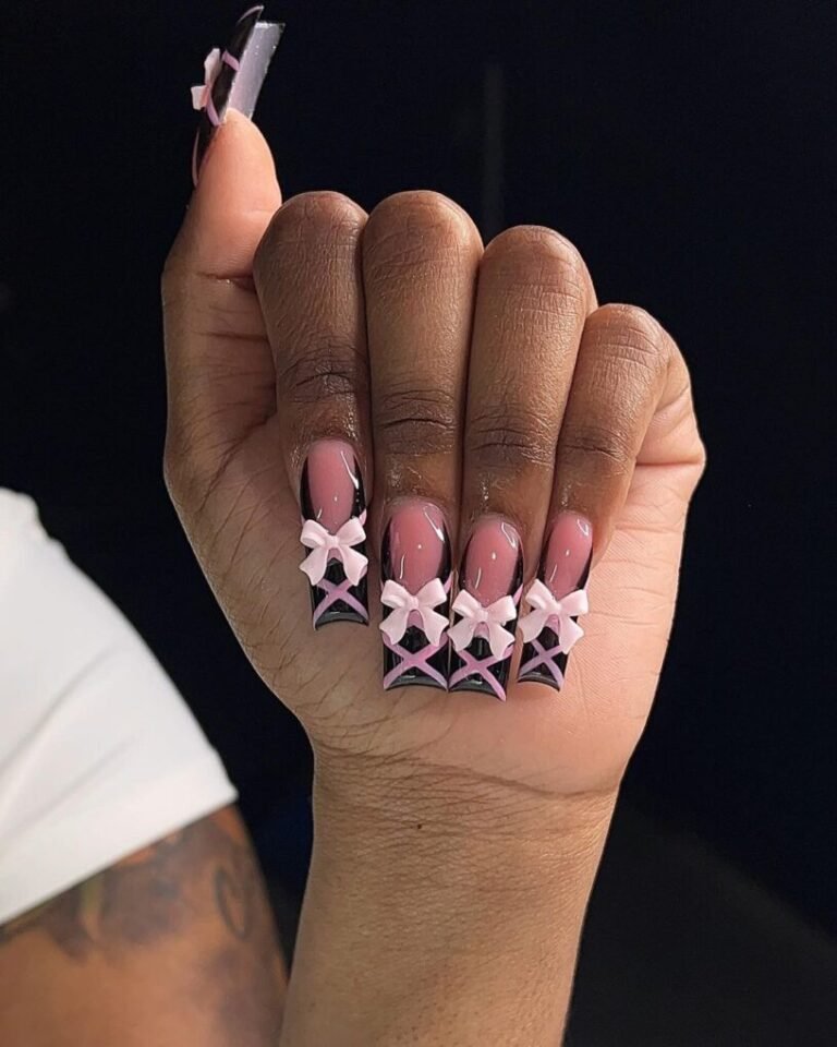 Bows & Laces Acrylic Nails Design