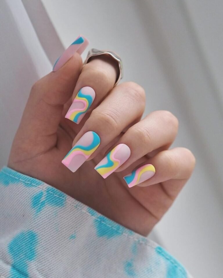 Pastel Swirls Gel Nails Design