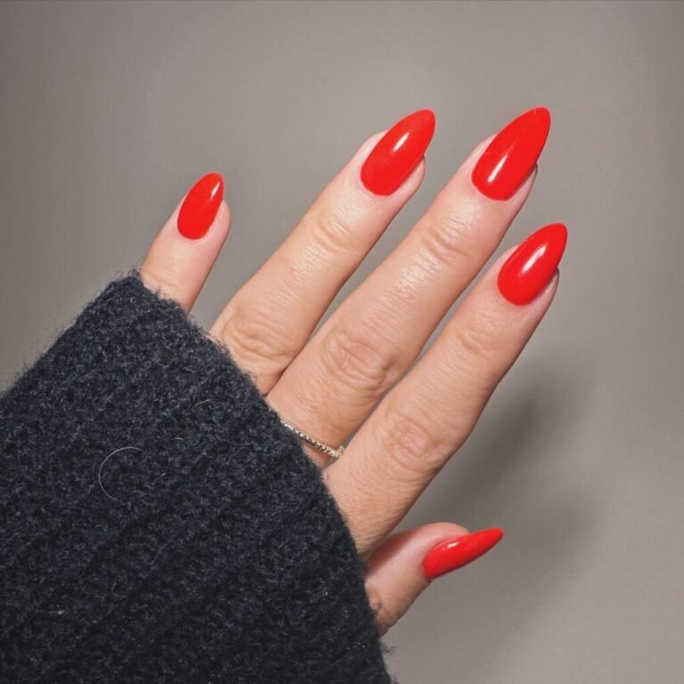 Classic Red Shellac Nails Design