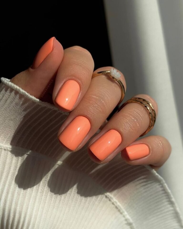 Orange Burn Shellac Nails Design