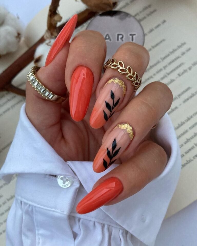 Tropical Sunset Dip-Powder Nails Design