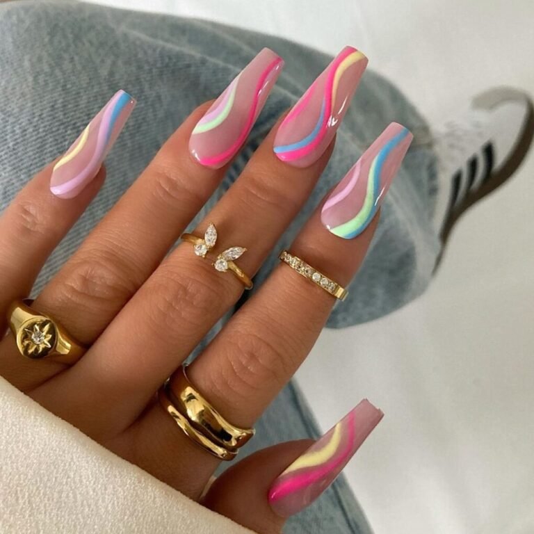 Rainbow Swirl Press-On Nails Design