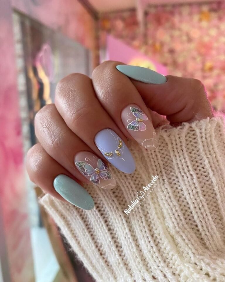 Whimsical Butterfly Press-On Nails Design
