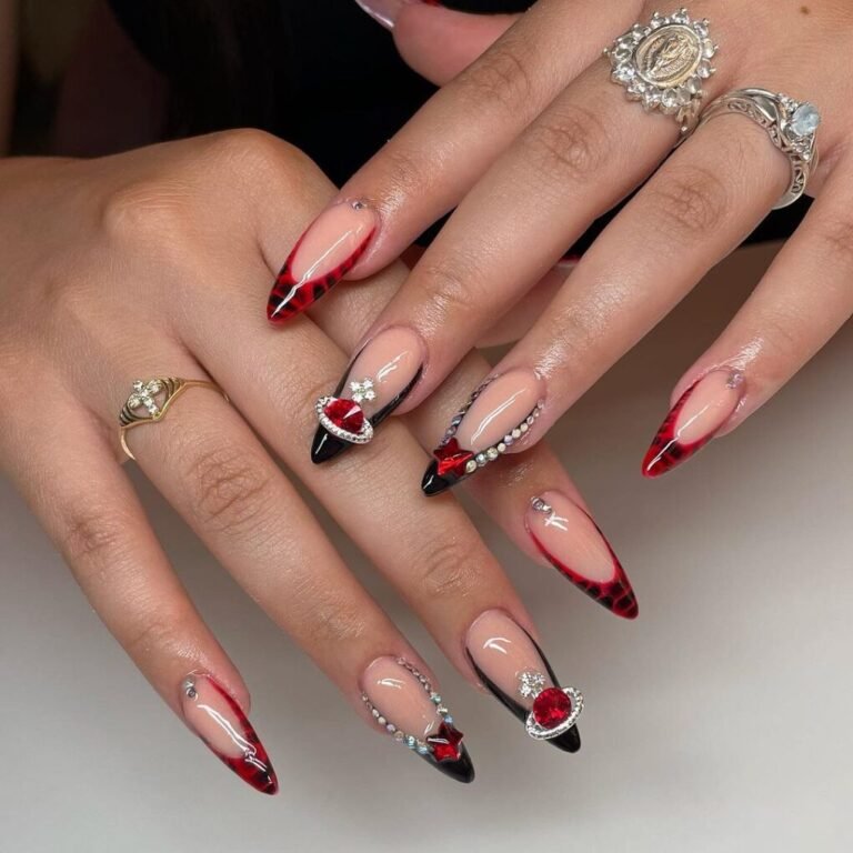 Charmed Red and Black Nails