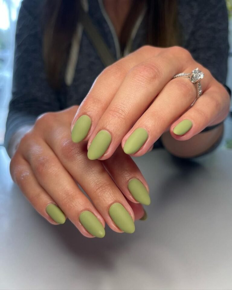 20 Trendy Olive Green Nails You’ll Want to Try Now 10 Olive Green Matte Nails