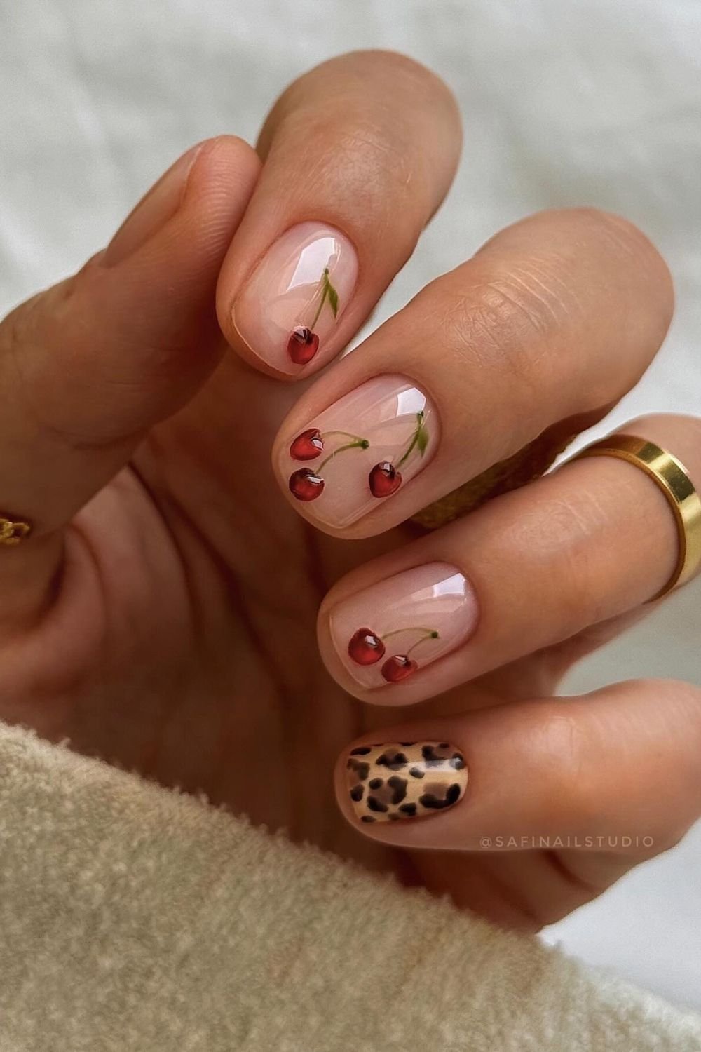 30 Fall Gel Nail Ideas for a Perfect Autumn Look 24 Cherry Sweetness