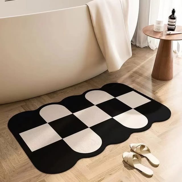 15 Stylish Bathroom Décor Ideas for a Modern Refresh 5 Lay Down a Patterned Bath Mat