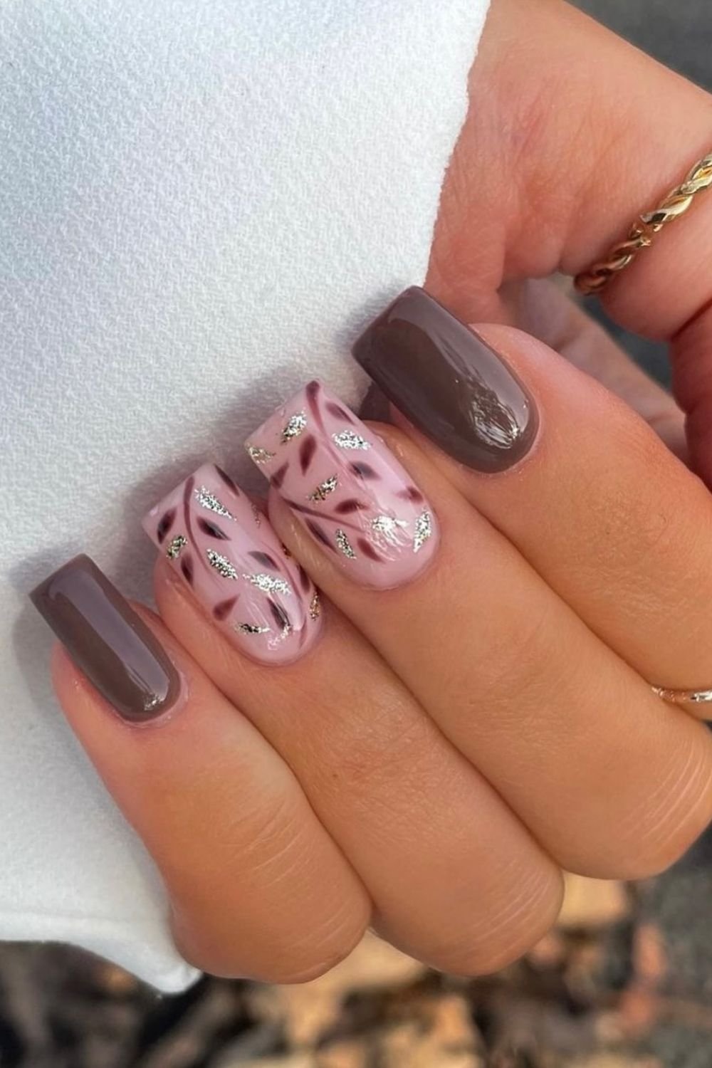 30 Fall Gel Nail Ideas for a Perfect Autumn Look 17 Luxe Silver Accents