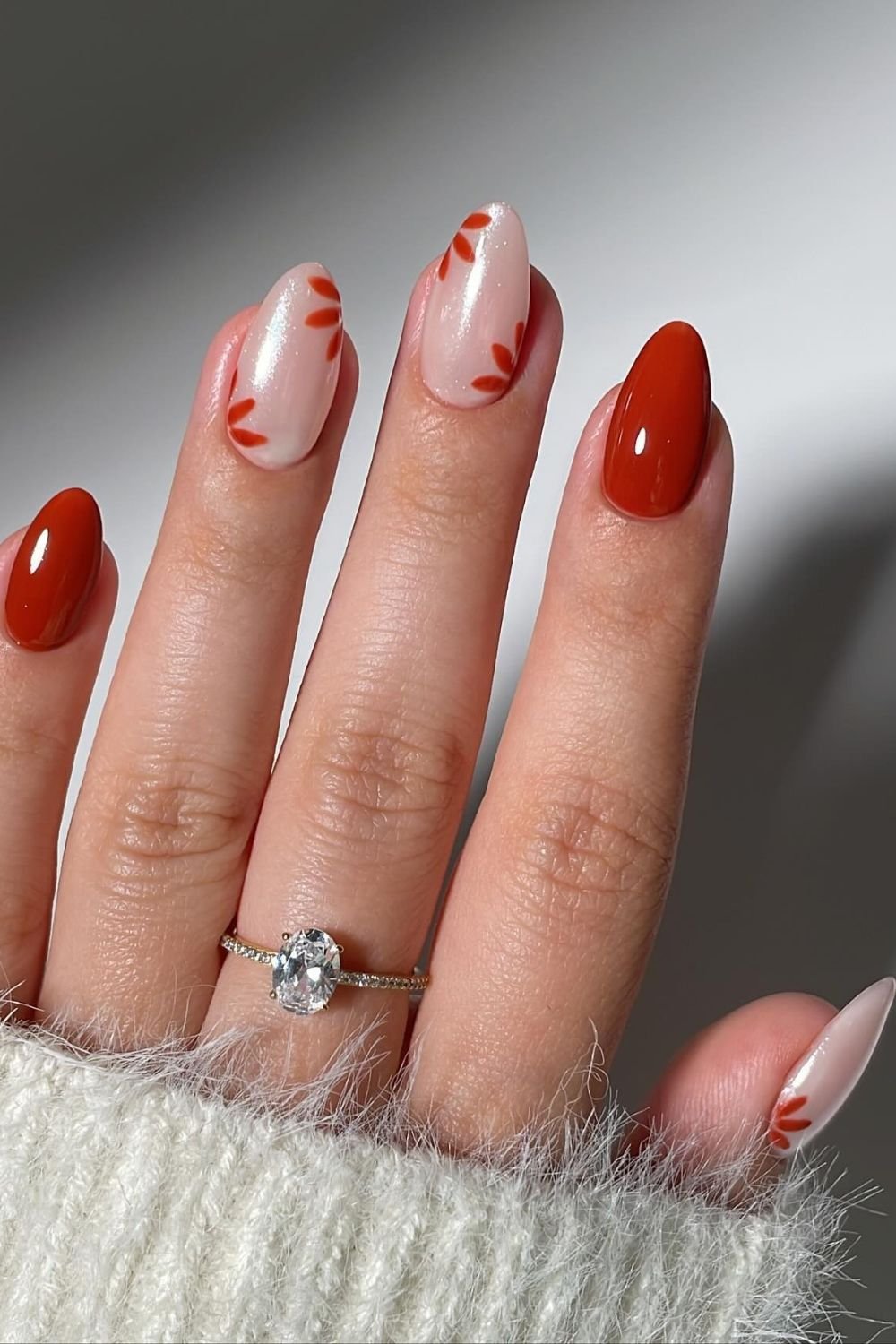 30 Fall Gel Nail Ideas for a Perfect Autumn Look 13 Rusty Leaf Minimalism